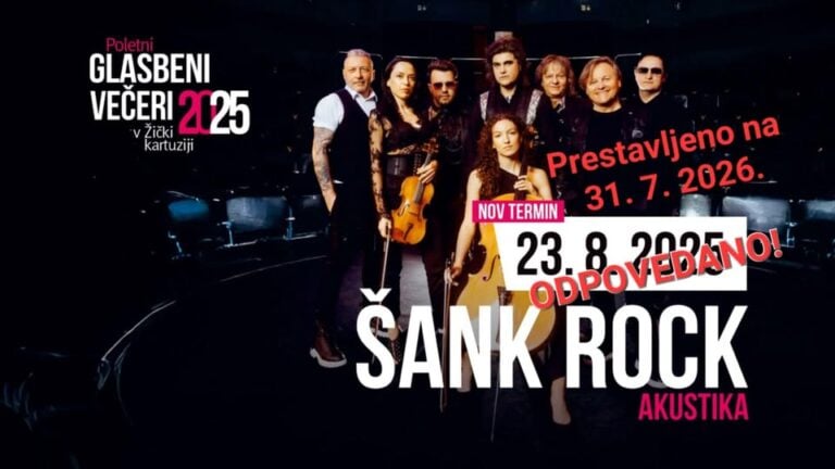 Poletni glasbeni večeri v Žički kartuziji: Šank Rock – nadomestni termin