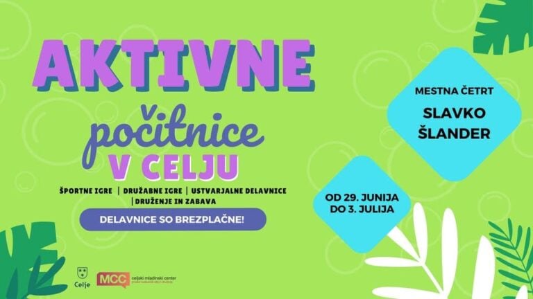 Aktivne počitnice 2026: MČ Slavko Šlander