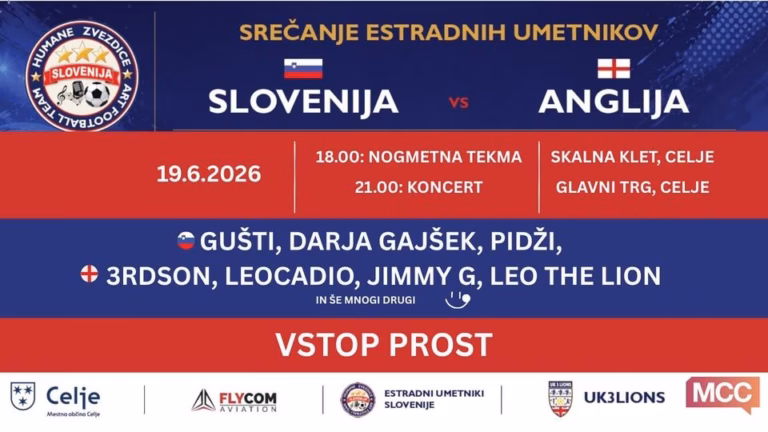 SLOVENIJA vs ANGLIJA: Nogometna tekma in koncert