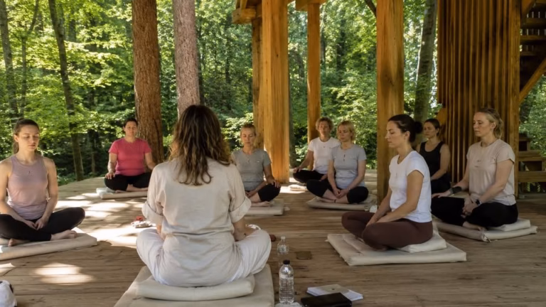 Joga nidra in gozdna kopel na odru pod Drevesno hišo