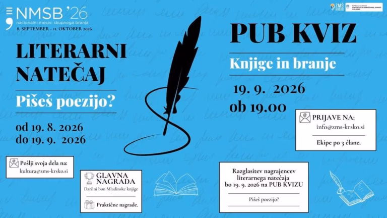 Literarni natečaj: Pišeš poezijo? in PUB KVIZ: Knjige in branje