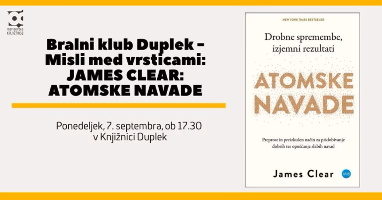 Bralni klub Duplek – Misli med vrsticami: JAMES CLEAR: ATOMSKE NAVADE