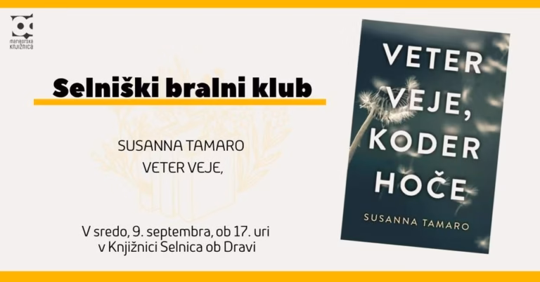 Selniški bralni klub: SUSANNA TAMARO – VETER VEJE, KODER HOČE