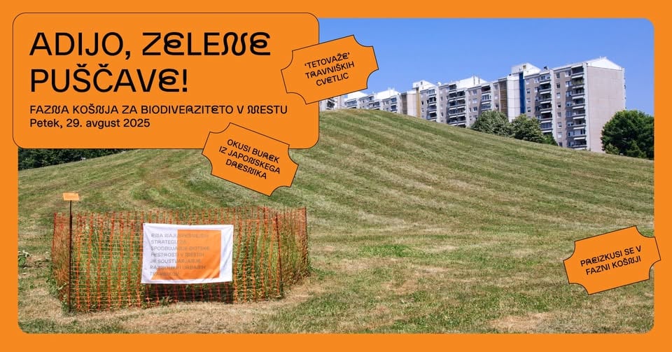 Adijo, zelene puščave! Fazna košnja za biodiverziteto v mestu