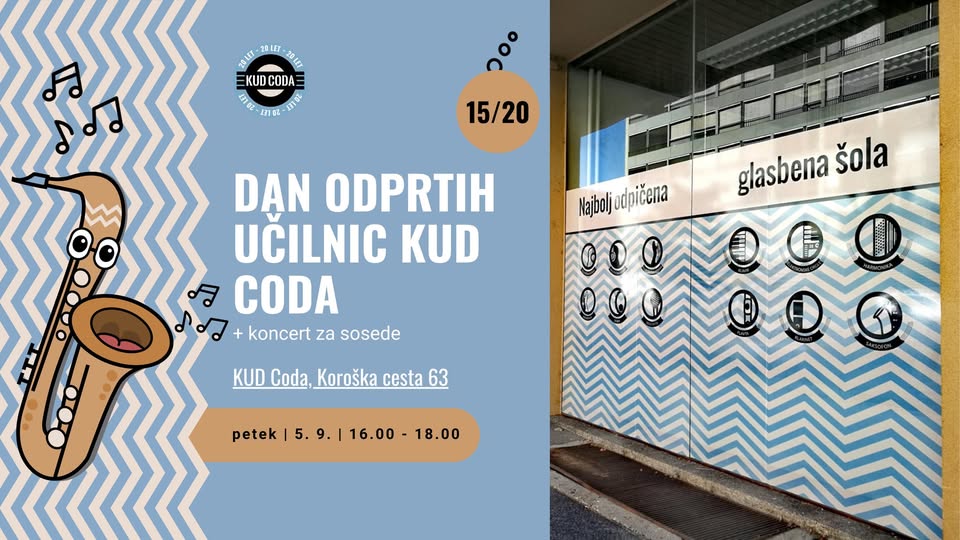 15/20 | Dan odprtih učilnic KUD Coda + koncert za sosede