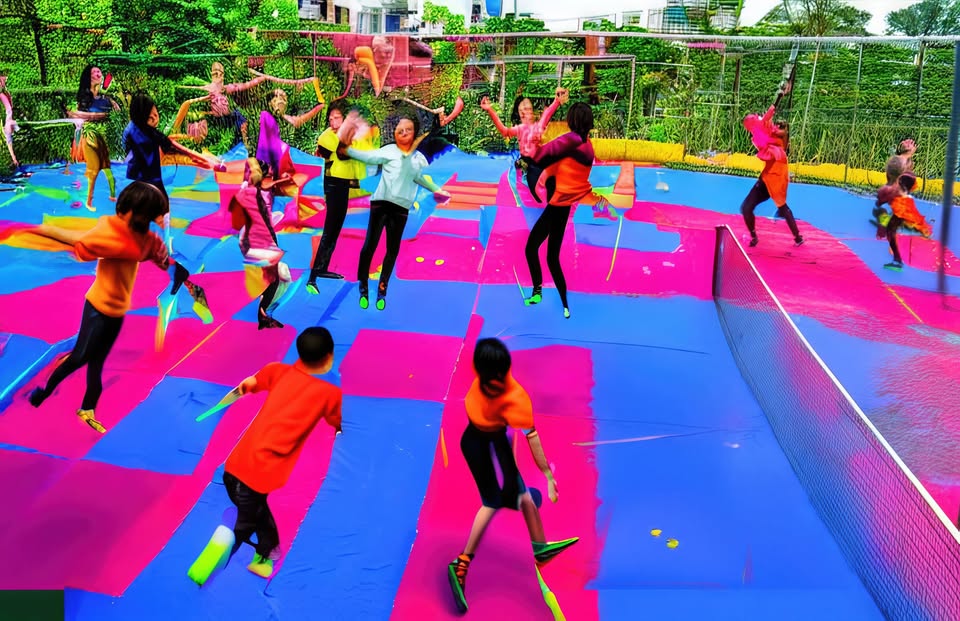 Katja Felle: Ustavi-zašij-ponastavi II. | Vezenje tapiserije velikega formata