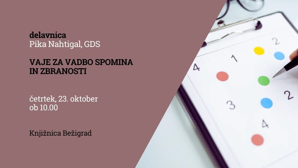 Vaje za vadbo spomina in zbranosti - Pika Nahtigal, Gerontološko društvo Slovenije