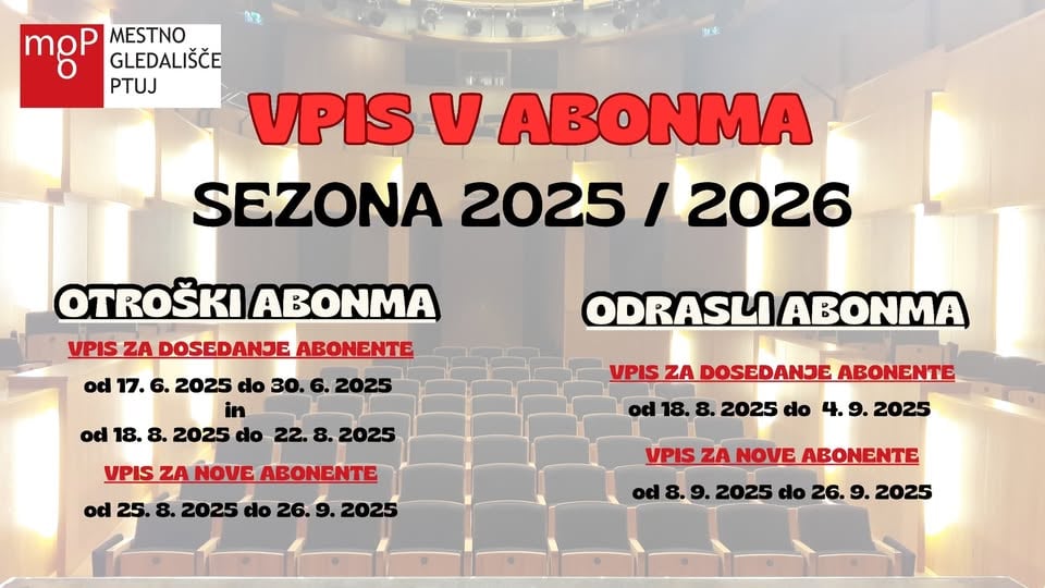 VPIS V OTROŠKI ABONMA ZA SEZONO 2025/2026 - za nove abonente