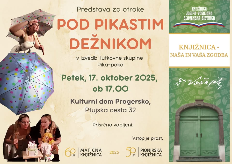 Predstava za otroke POD PIKASTIM DEŽNIKOM v izvedbi lutkovne skupine Pika-poka