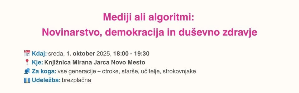 Mediji ali algoritmi: Novinarstvo, demokracija in duševno zdravje