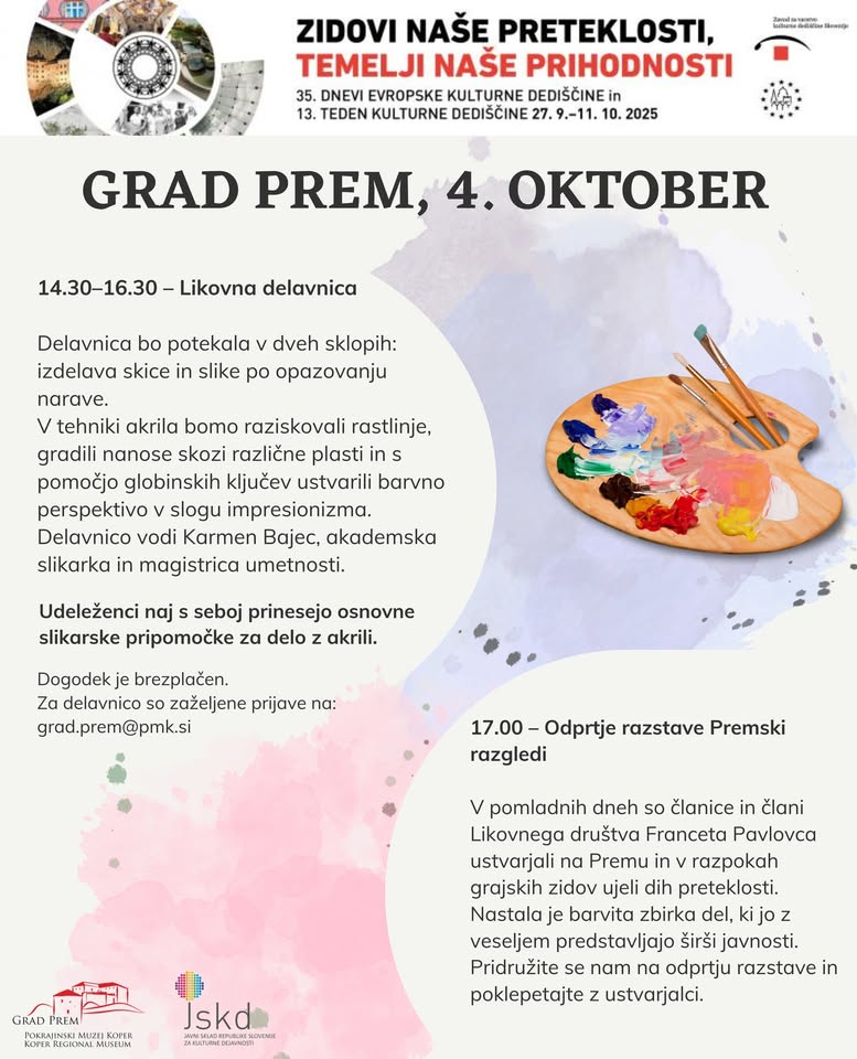 Likovna delavnica Opazovanje skrite narave ter odprtje razstave Premski razgledi