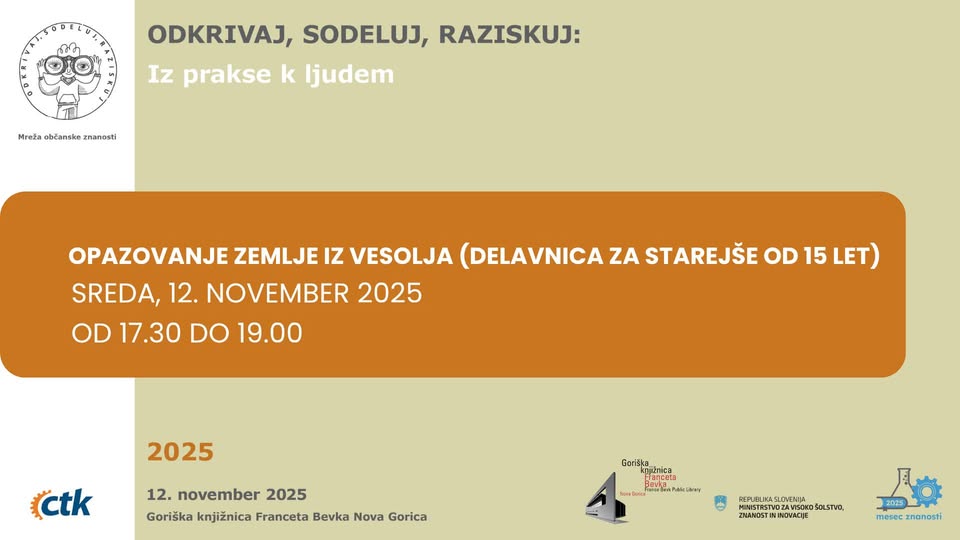 Opazovanje Zemlje iz vesolja (delavnica za starejše od 15 let)