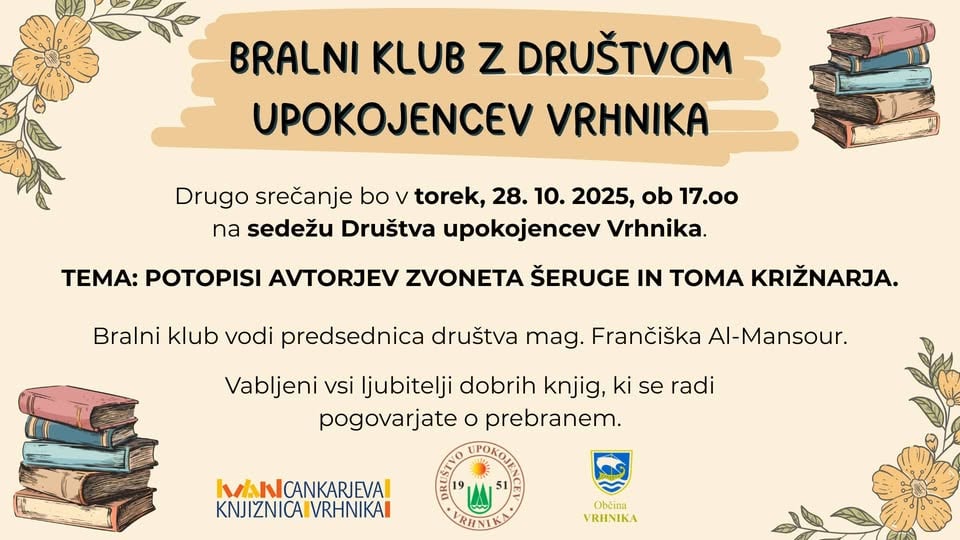 Bralni klub z Društvom upokojencev Vrhnika