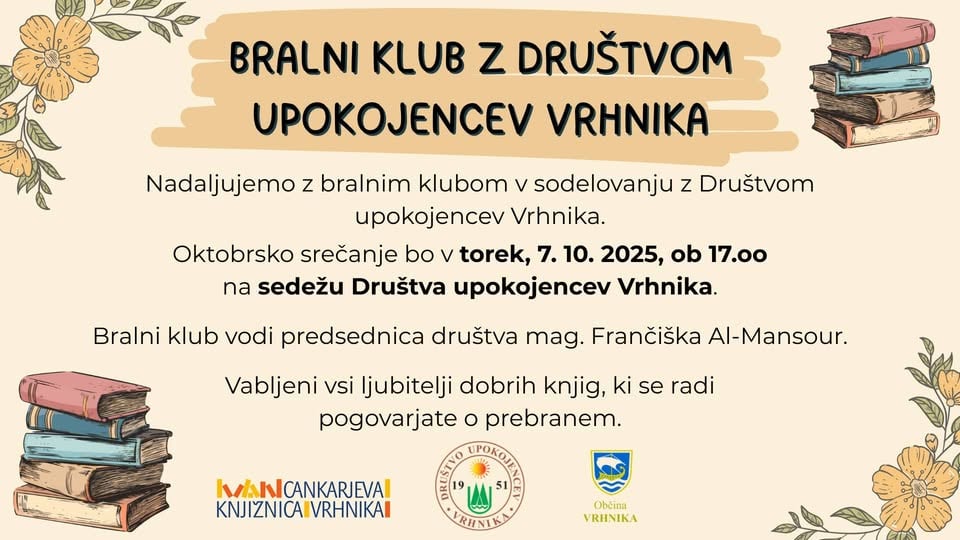 Bralni klub z Društvom upokojencev Vrhnika