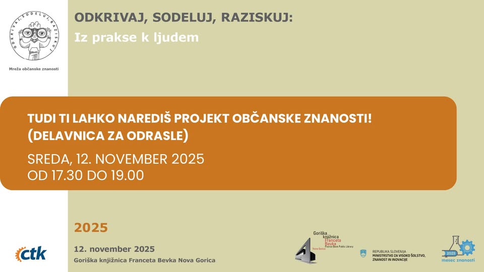 Tudi ti lahko narediš projekt občanske znanosti! (delavnica za odrasle)