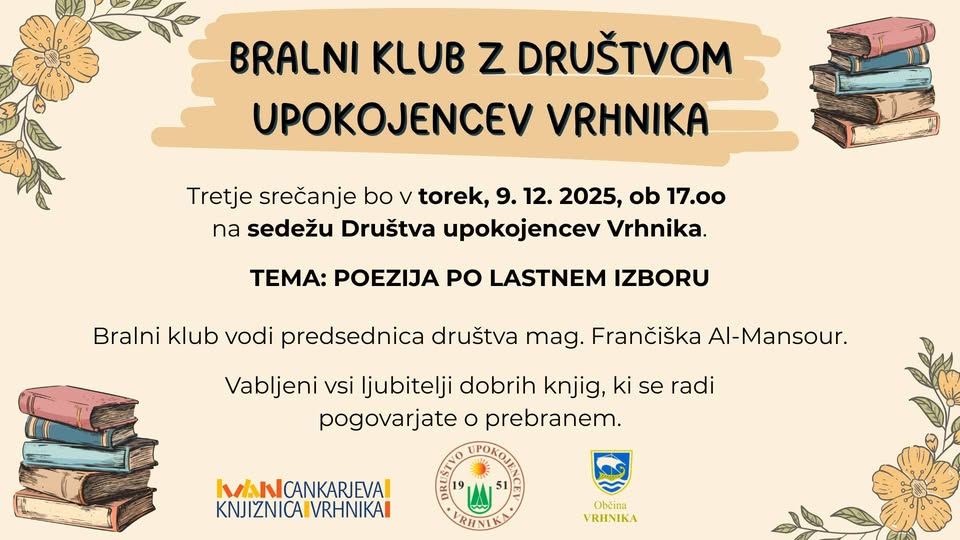 Bralni klub z Društvom upokojencev Vrhnika