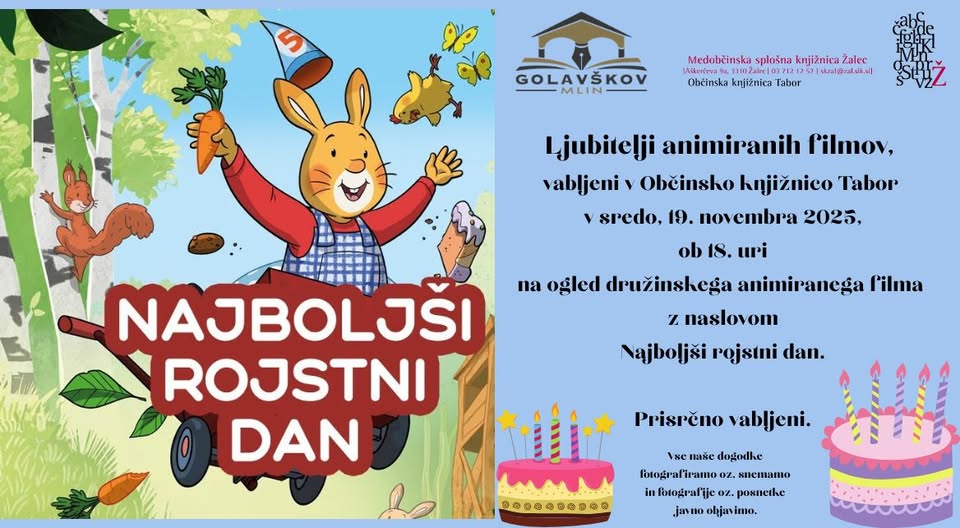 Ogled animiranega filma Najboljši rojstni dan v Občinski knjižnici Tabor