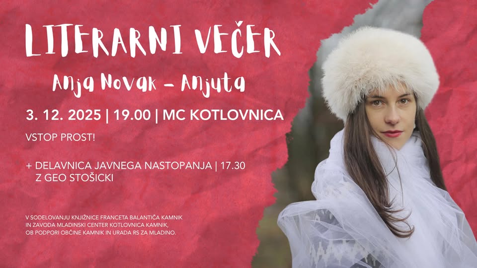 Literarni večer: Anja Novak – Anjuta | zbirka Žilažili