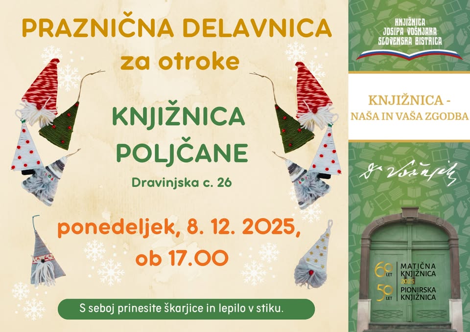 Praznična delavnica za otroke v KNJIŽNICI POLJČANE