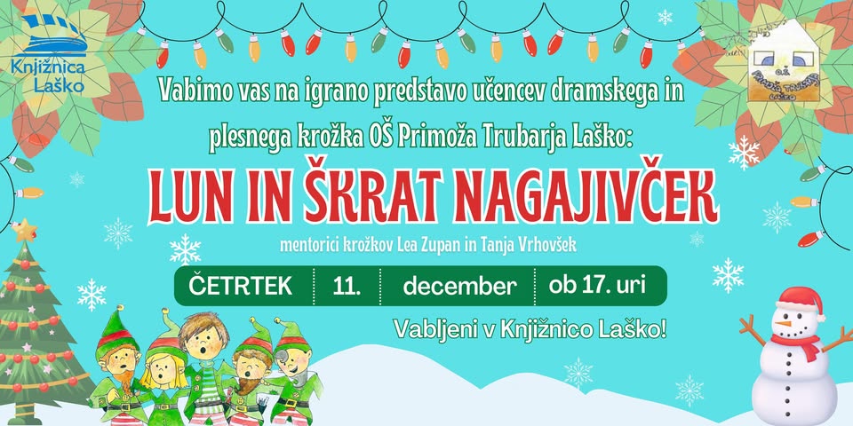 Igrana predstava LUN IN ŠKRAT NAGAJIVČEK v Knjižnici Laško