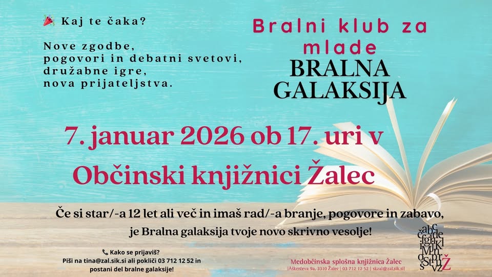 Bralna galaksija – bralni klub za mlade v Občinski knjižnici Žalec