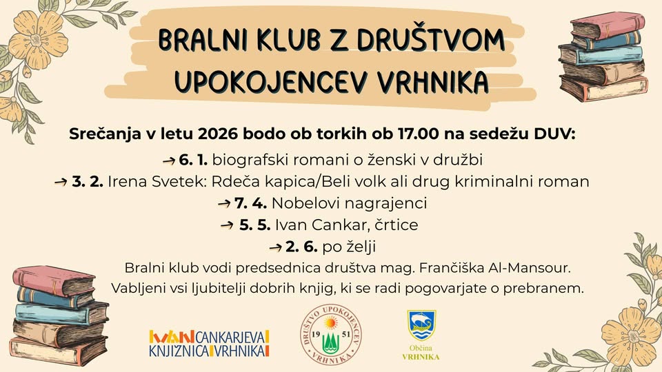 Bralni klub z Društvom upokojencev Vrhnika