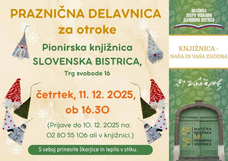 Praznična delavnica za otroke v Pionirski knjižnici