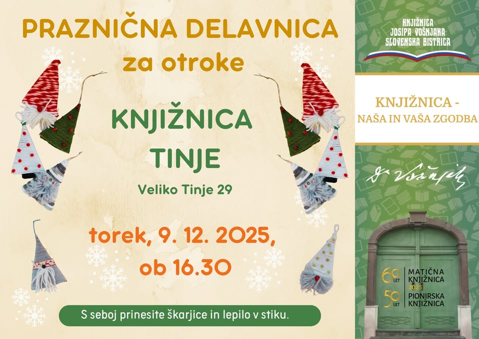 Praznična delavnica za otroke v Knjižnici Tinje