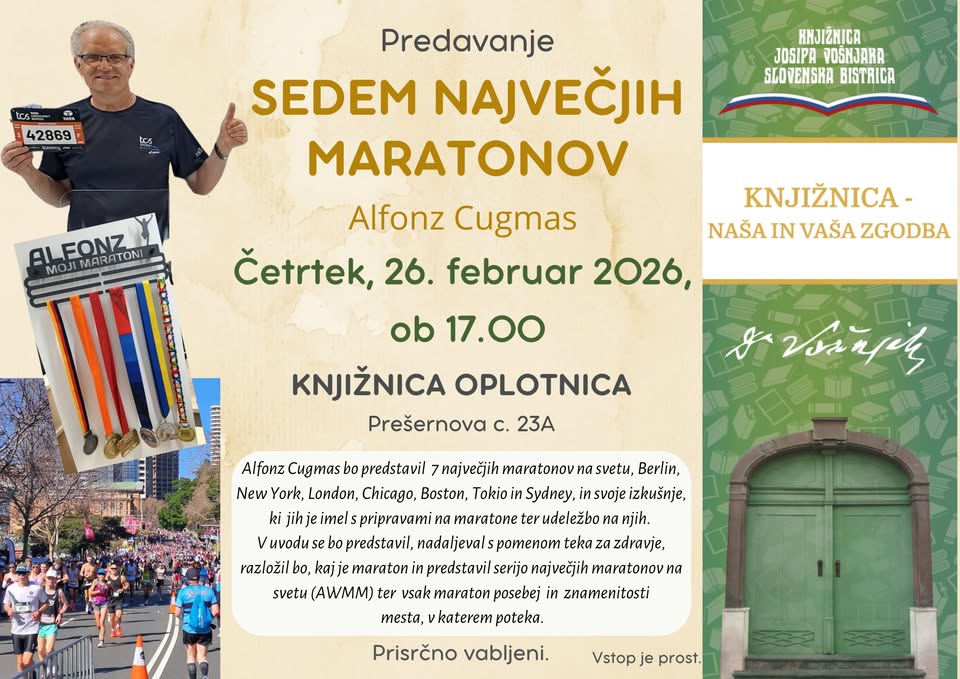 Predavanje Alfonza Cugmasa SEDEM NAJVEČJIH MARATONOV