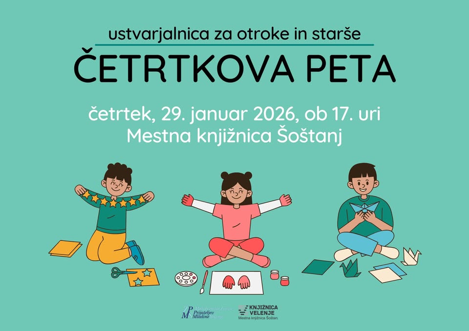 Četrtkova peta: ustvarjalnica za otroke in straše v Mestni knjižnici Šoštanj