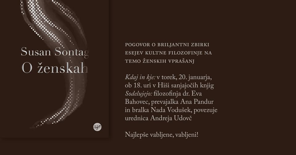 Pogovorni večer ob izidu knjige Susan Sontag O ženskah