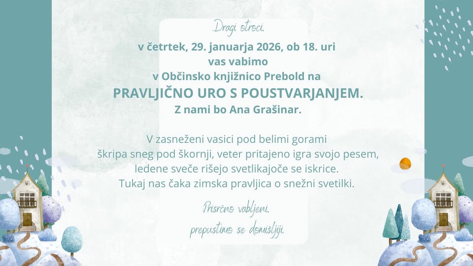 Pravljična ura z Ano Grašinar v Občinski knjižnici Prebold