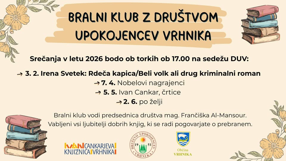 Bralni klub z Društvom upokojencev Vrhnika
