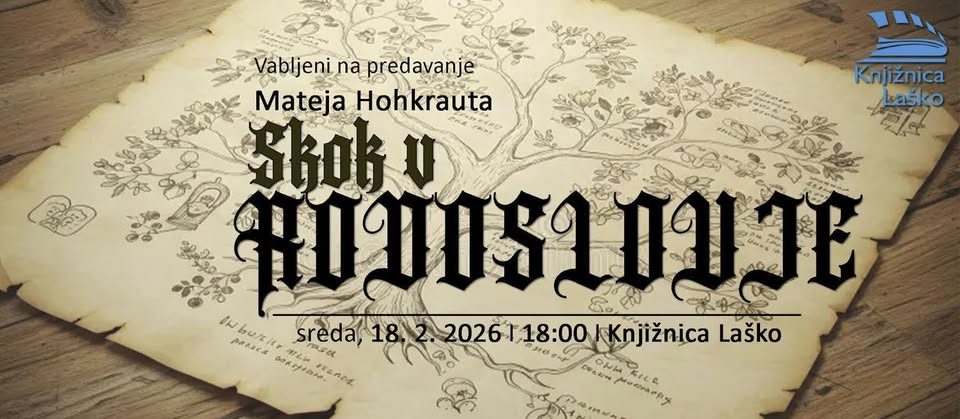 SKOK V RODOSLOVJE z Matejem Hohkrautom v Knjižnici Laško