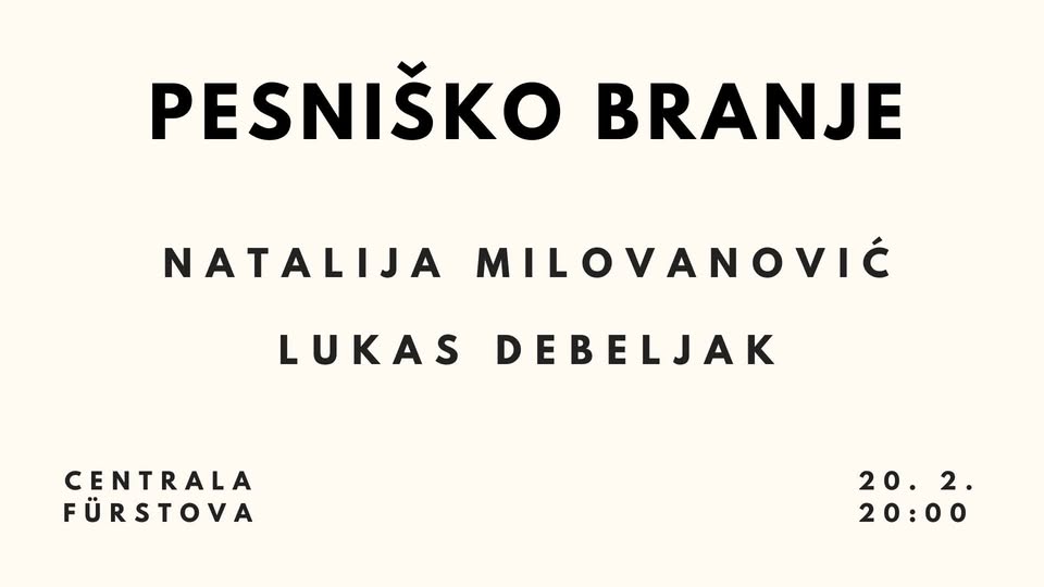Pesniško branje: Natalija Milovanović in Lukas Debeljak
