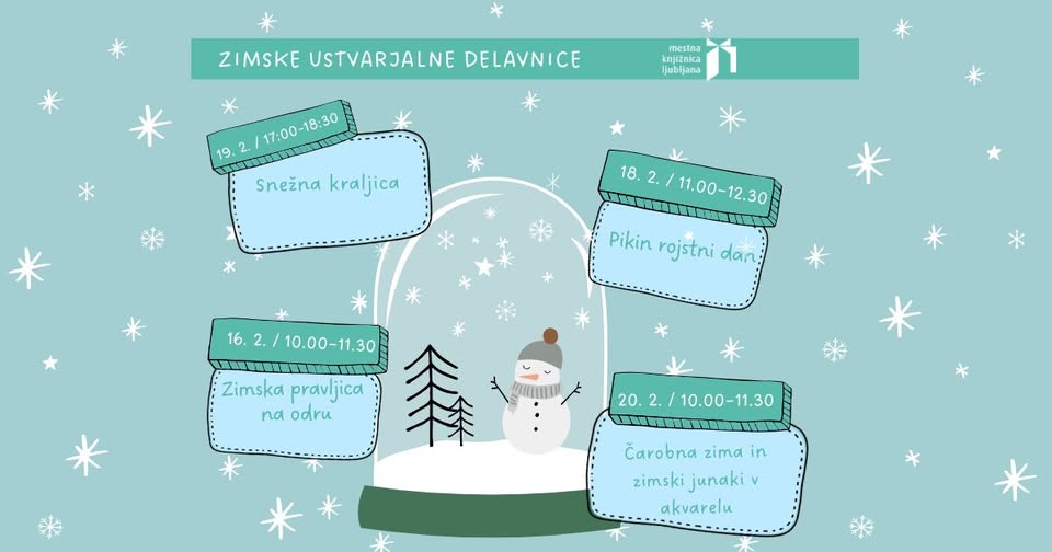 ZIMSKE POČITNIŠKE DELAVNICE V KNJIŽNICI BEŽIGRAD IN NJENIH ENOTAH