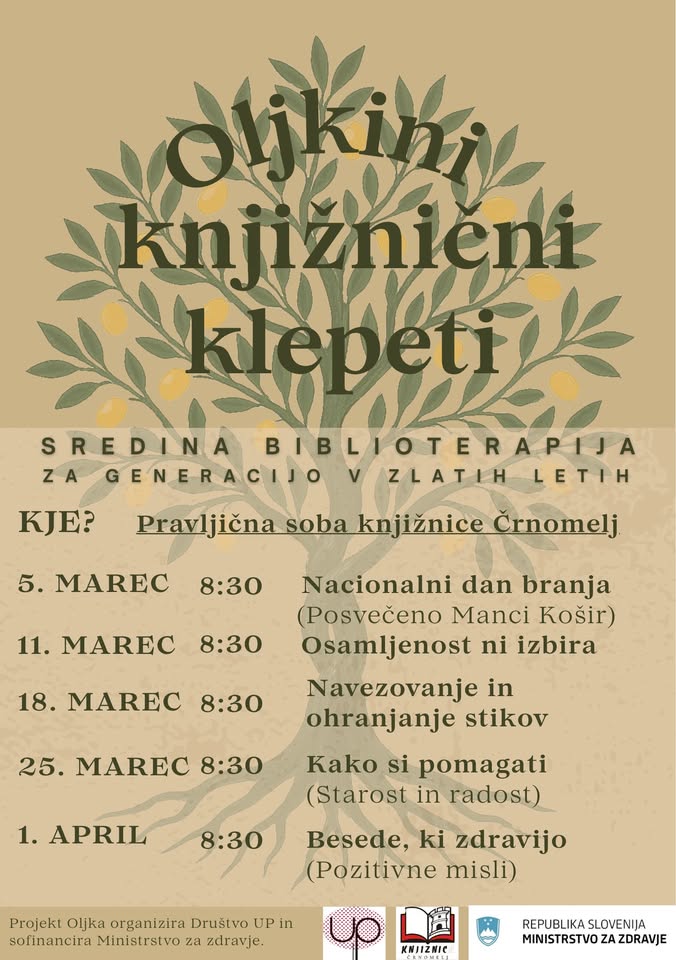 Oljkini knjižnični klepeti - za generacijo v zlatih letih