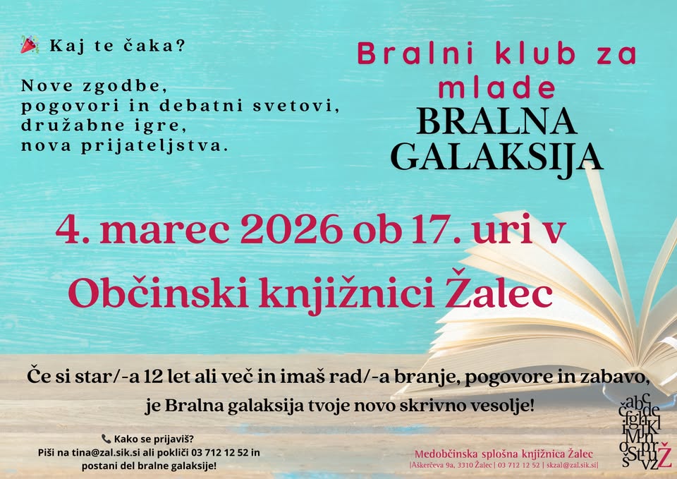 Bralna galaksija – bralni klub za mlade v Občinski knjižnici Žalec