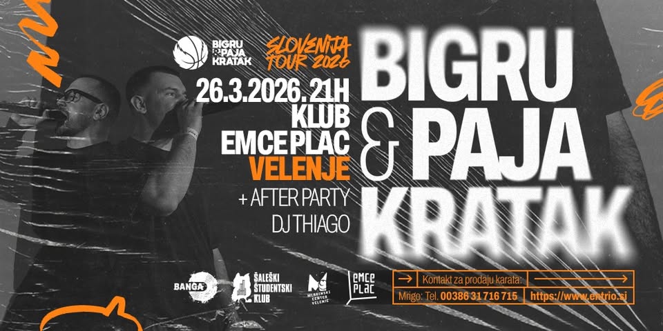 BANGA HIP HOP KONCERT: BIGRU & PAJA KRATAK (Srbija) + AFTER PARTY DJ THIAGO