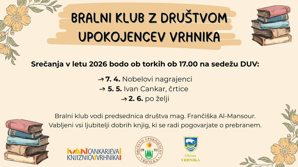 Bralni klub z Društvom upokojencev Vrhnika