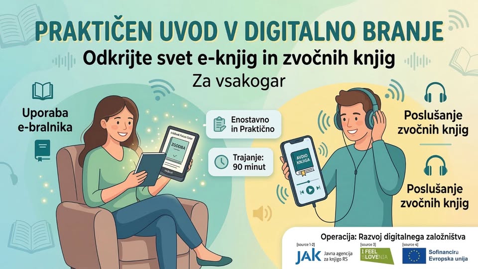 Uporaba e-bralnika in poslušanje zvočnih knjig