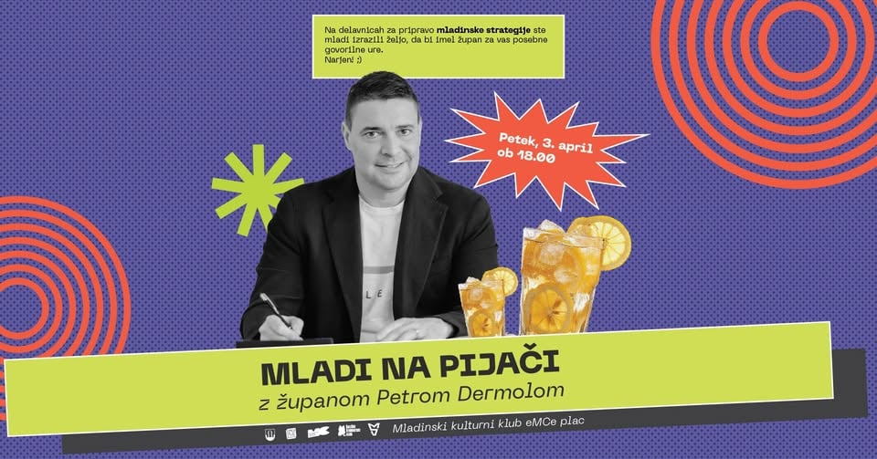 Mladi na pijači z županom Petrom Dermolom