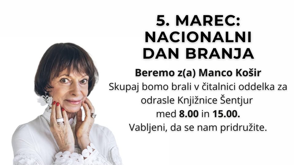 Nacionalni dan branja: Beremo z(a) Manco Košir