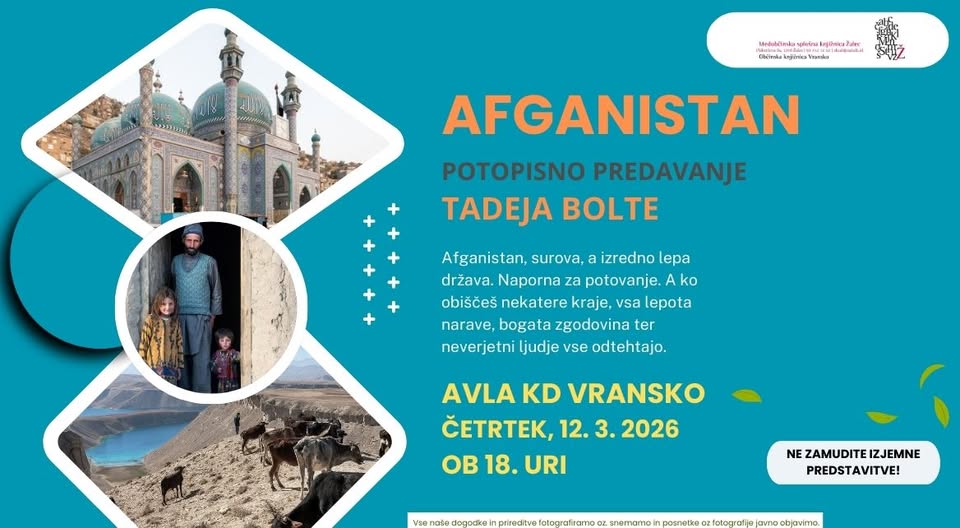 Afganistan, potopisno predavanje Tadeja Bolte v Občinski knjižnici Vransko