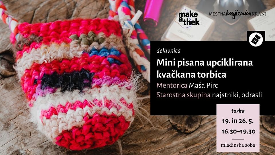 tekstilno ustvarjanje / Mini pisana upciklirana kvačkana torbica