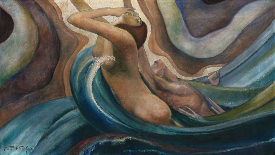 Risanje pred umetninami na novi razstavi del Toneta Kralja: figura