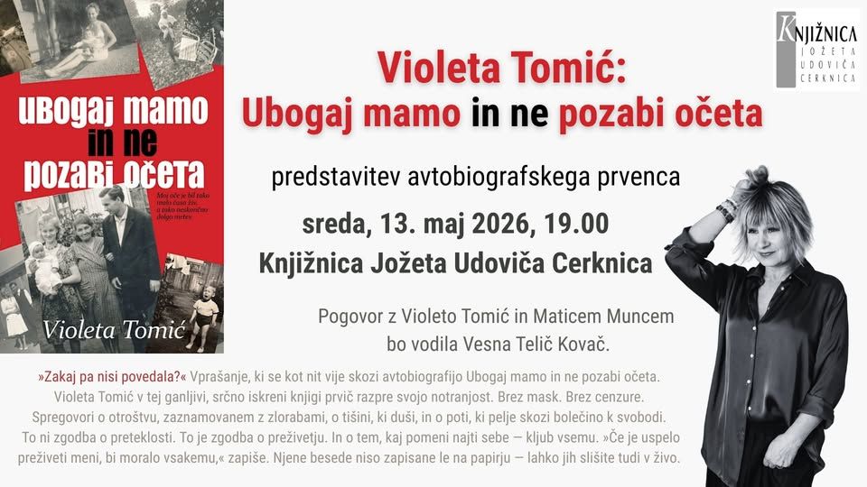 Violeta Tomić: Ubogaj mamo in ne pozabi očeta - predstavitev knjige